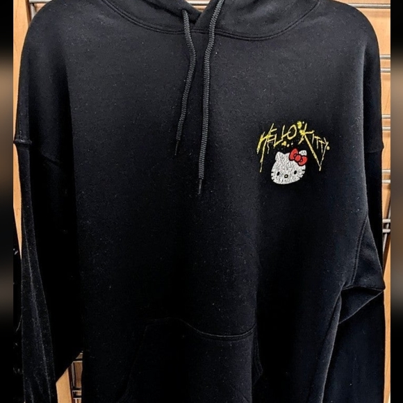 NEW Large Hello Kitty Punk Rocker Guitar Skull Hooded Hoodie Sweatshirt - Picture 2 of 2